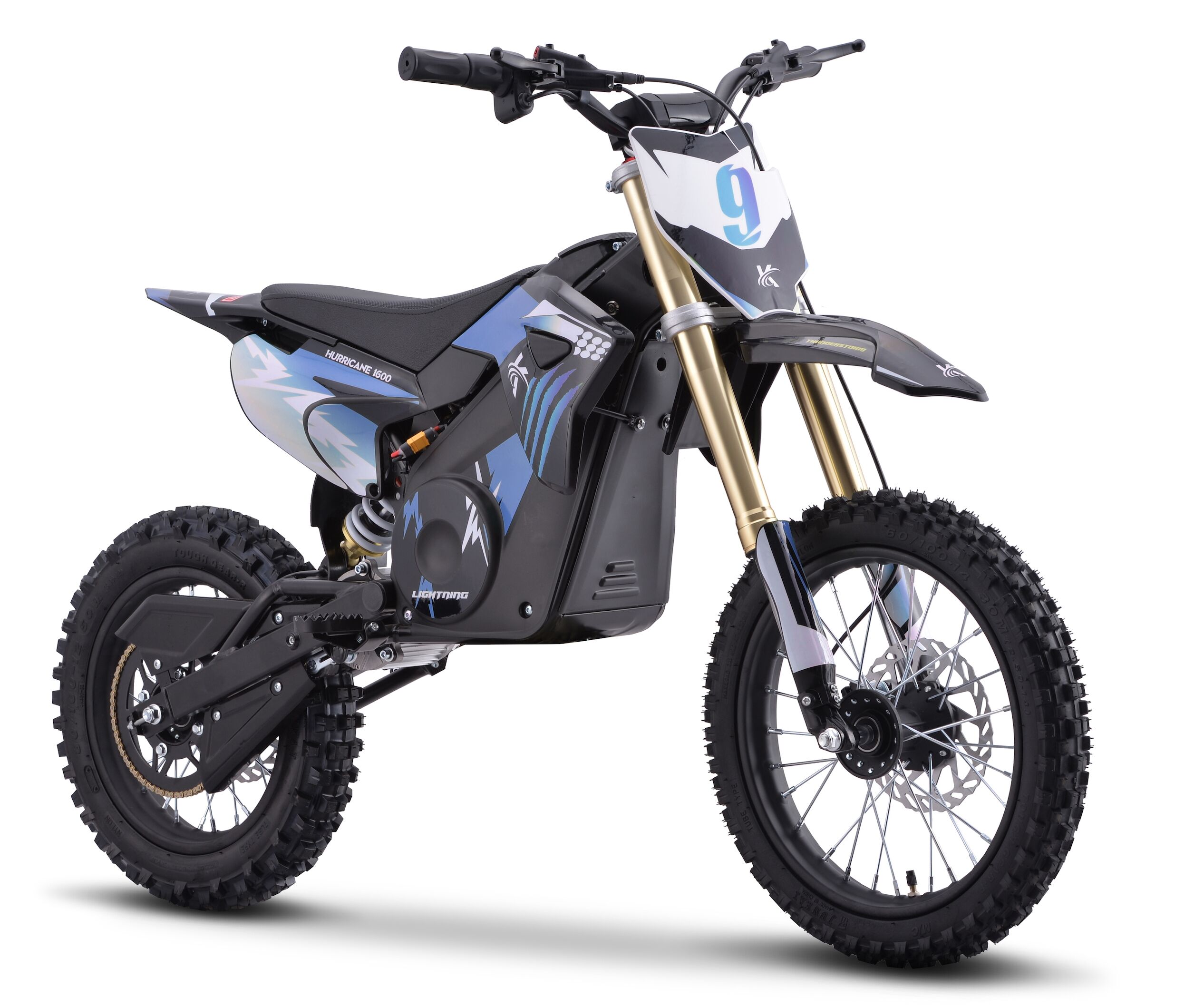 48V Elektro Kinder Moto Cross Dirt Bike HURRICANE 1600W blau