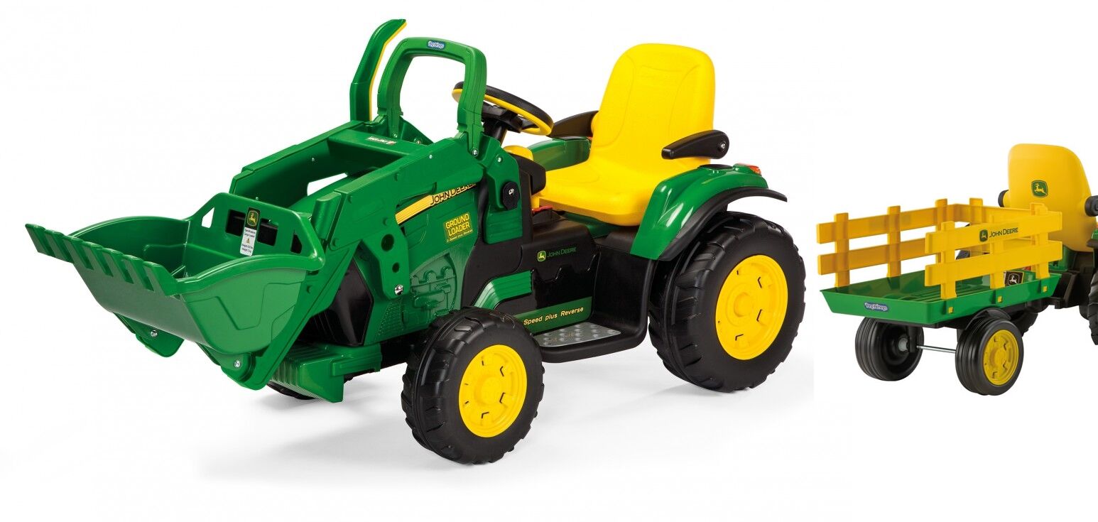 12V PEG PEREGO John Deere Ground Loader Elektro Kindertraktor mit Frontlader und Anhänger